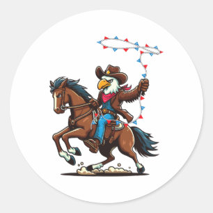 Adesivo Funny Bald Eagle Cowboy Horseback Voando