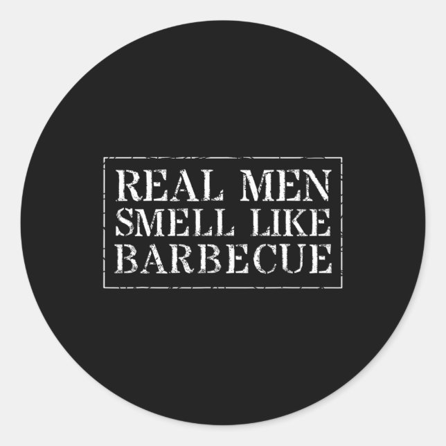 Adesivo Funny Bbq Grilling Gift T Shirt Real Men Smell Lik (Frente)