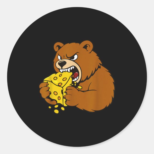 Adesivo Funny Bear Eating Cheese Illustration For Food Lov (Frente)