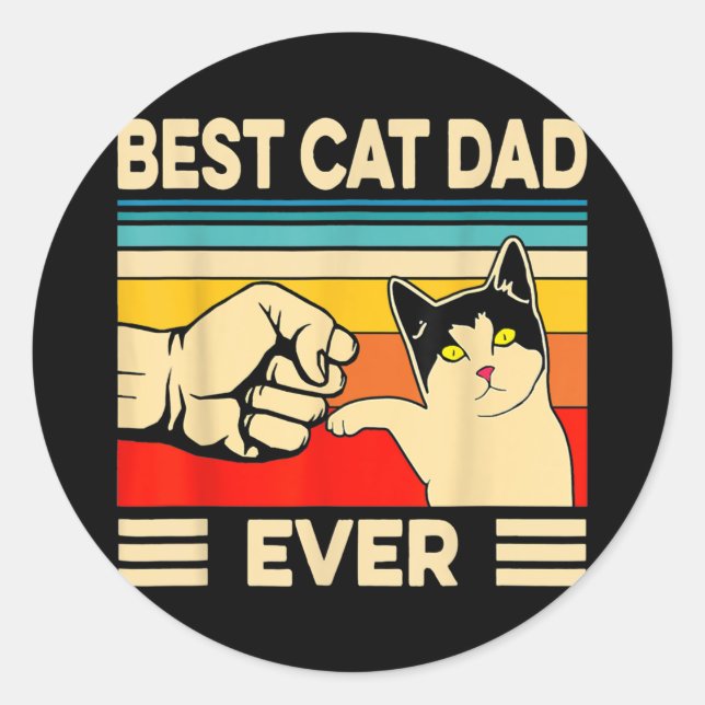 Adesivo Funny Best Cat Dad Ever Cat Daddy Father Day Gift (Frente)