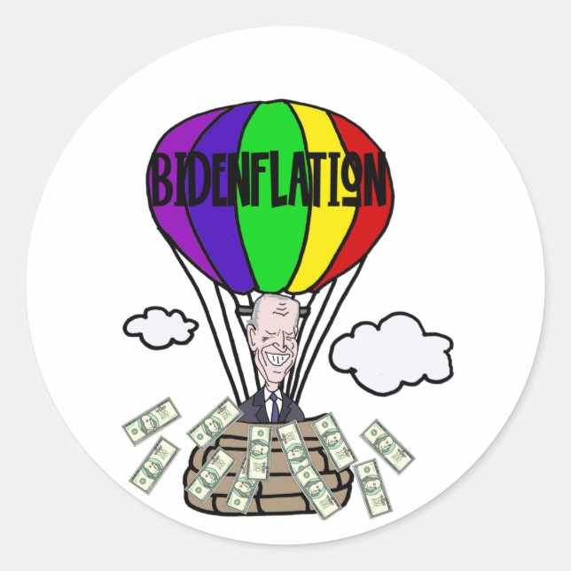Adesivo Funny Bidenflation anti Biden Cartoon Político (Frente)