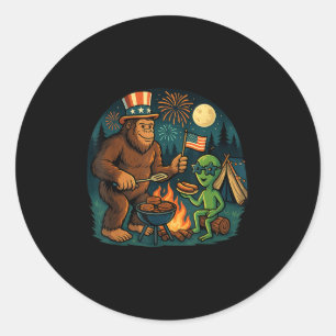 Adesivo Funny Bigfoot Alienígena Campfire 4 De Julho Ameri