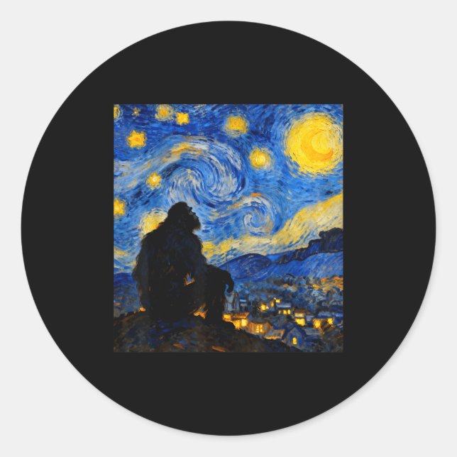 Adesivo Funny Bigfoot Graphic Van Gogh Style Sasquatch Sta (Frente)