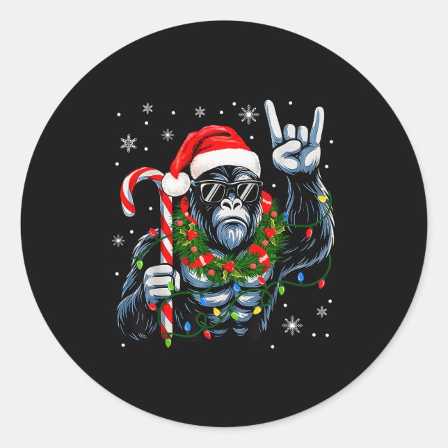 Adesivo Funny Bigfoot Rock On Pajamas Pjs Christmas Xmas M (Frente)