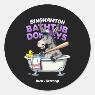 Adesivo Funny Binghamton Baseball Bathtub Donkey Vintage