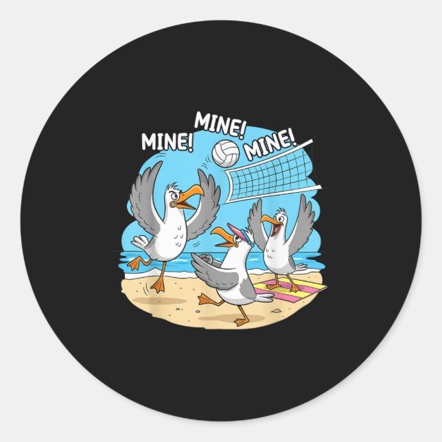 Adesivo Funny Bird Playing Volleyball Mine Game Day Vibes  (Frente)