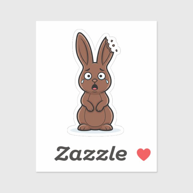 Adesivo Funny Bitten Ear Chocolate Bunny Victim Easter  (Folha)
