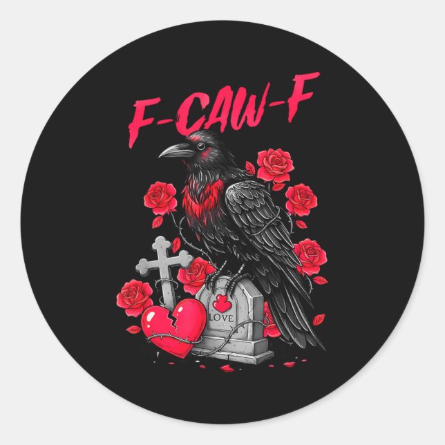 Adesivo Funny Black Bird F-caw-f Anti Valentines Day Singl (Frente)