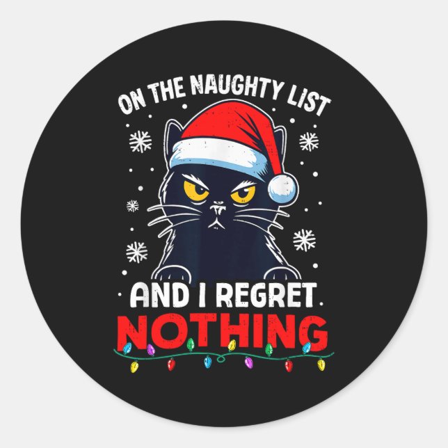 Adesivo Funny Black Cat Christmas I Regret Nothing Cats Lo (Frente)