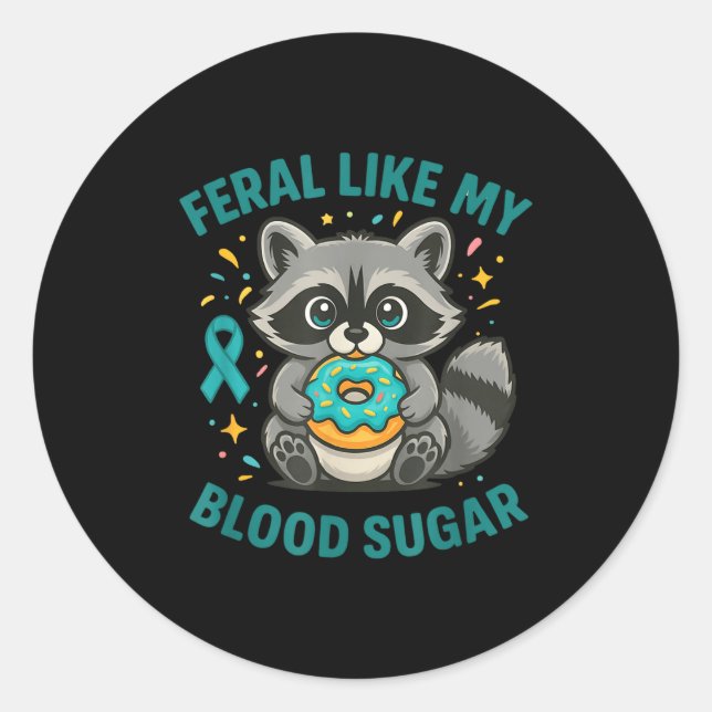 Adesivo Funny Blood Sugar Raccoon Food Chaos Diabetes Fera (Frente)