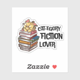 Adesivo Funny Book Cat Lover Quote Cat-egory Fiction Lover