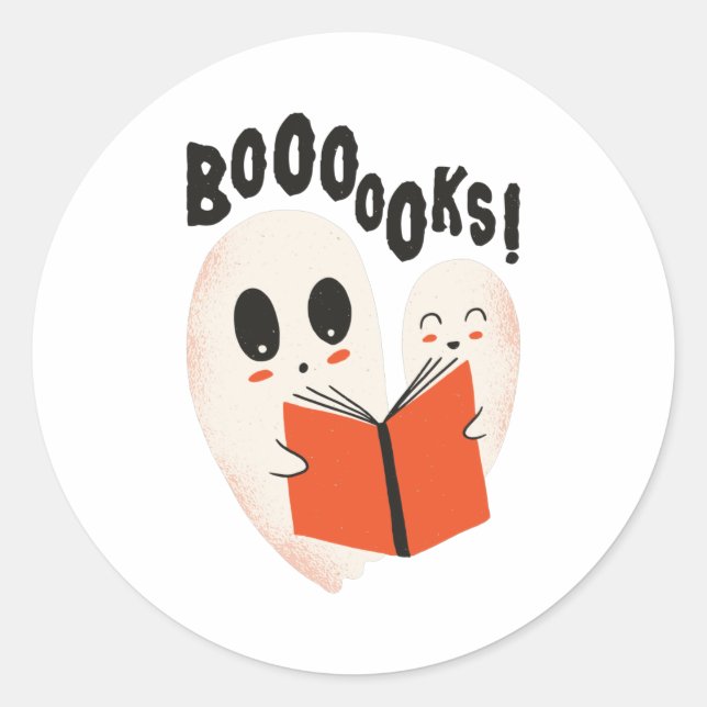 Adesivo Funny Bookworm Ghost Halloween Costume Boooooks (Frente)
