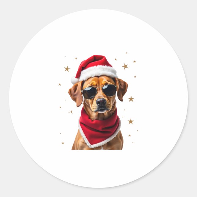 Adesivo Funny Boxer Dog Christmas Lights Xmas Outfit Pajam (Frente)
