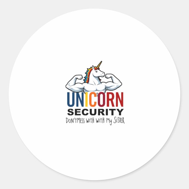 Adesivo Funny Brother Unicorn Security Dont Mess With My S (Frente)
