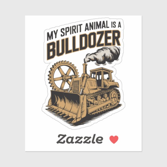 Adesivo Funny Bulldozer Spirit Vintage Minimalist (Folha)