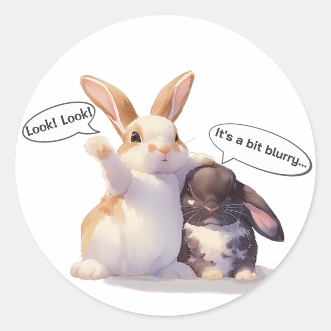 Adesivo Funny Bunny –[Look! Look!][It's a bit blurry...] (Frente)