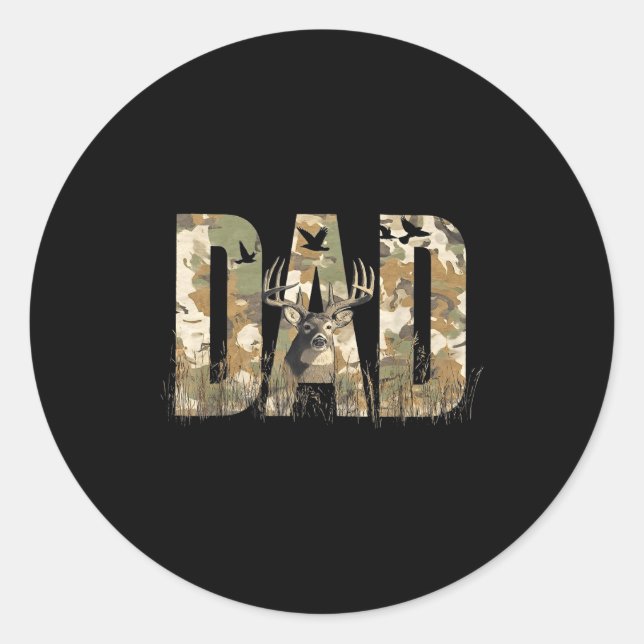 Adesivo Funny Camo Dad Hunting Camouflage Deer Father's Da (Frente)