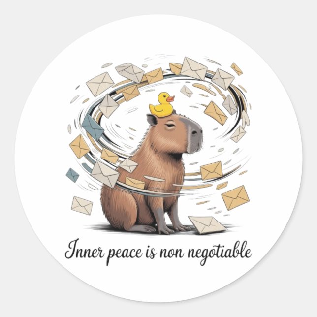 Adesivo Funny Capybara Inner Peace Sticker - Zen Animal De (Frente)