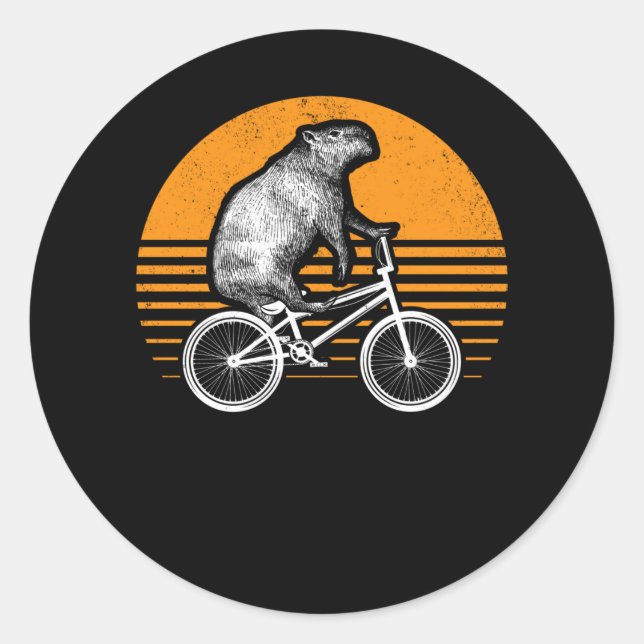 Adesivo Funny Capybara Riding Bike Retro Capibara Biciclet (Frente)