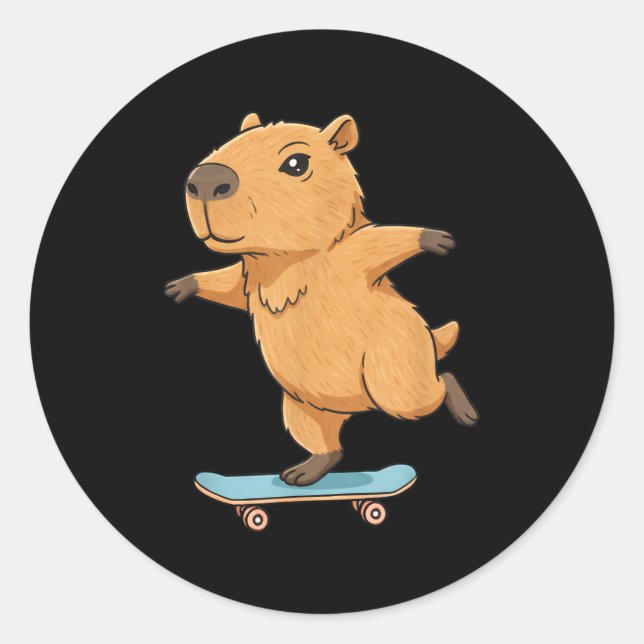 Adesivo Funny Capybara Skater Skateboard Ballerina Zoo Boy (Frente)