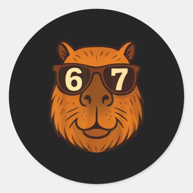 Adesivo Funny Capybara Sungles 67 Six Seven Meme  (Frente)