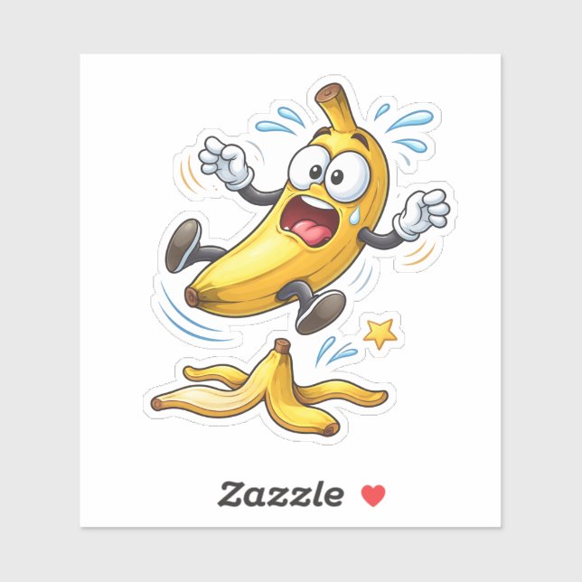 Adesivo Funny Cartoon Banana Custom-Cut Vinyl Sticker (Folha)