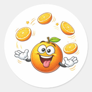 Adesivo Funny Cartoon Orange Juggling Sticker