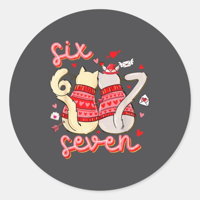 Adesivo Funny Cat 67 Meme Six Seven Gen Alpha Slang Kids V (Frente)