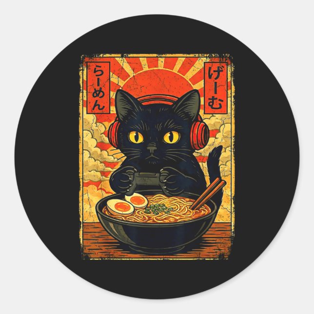 Adesivo Funny Cat Gamer Men Anime Kawaii Gaming Headset Ca (Frente)