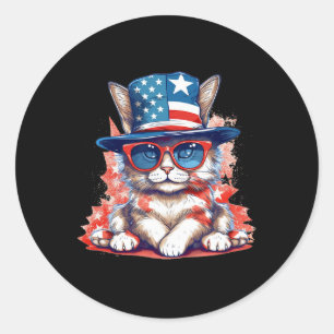 Adesivo Funny Cat Patriótica Eua Flag American 4 De Julho