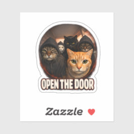 Adesivo Funny Cats in Hoodies Open The Door