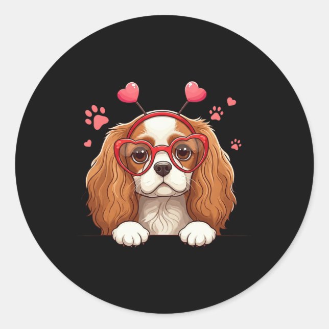 Adesivo Funny Cavalier King Charles Spaniel Heart Headnd V (Frente)