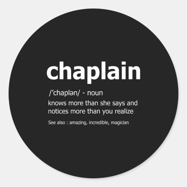 Adesivo Funny Chaplain Definition New Job Gift For Chaplai (Frente)