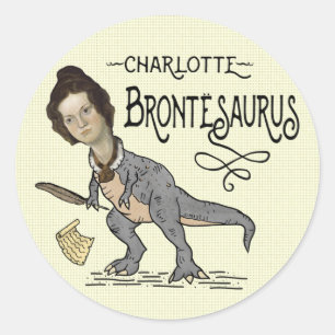 Adesivo Funny Charlotte Bronte Surus Dinossaur Book Reader
