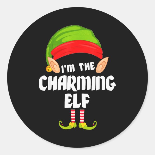 Adesivo Funny Charming Elf Matching Family Group Pj Christ (Frente)
