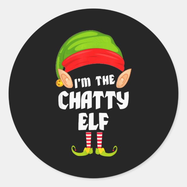 Adesivo Funny Chatty Elf Matching Family Group Pj Christma (Frente)