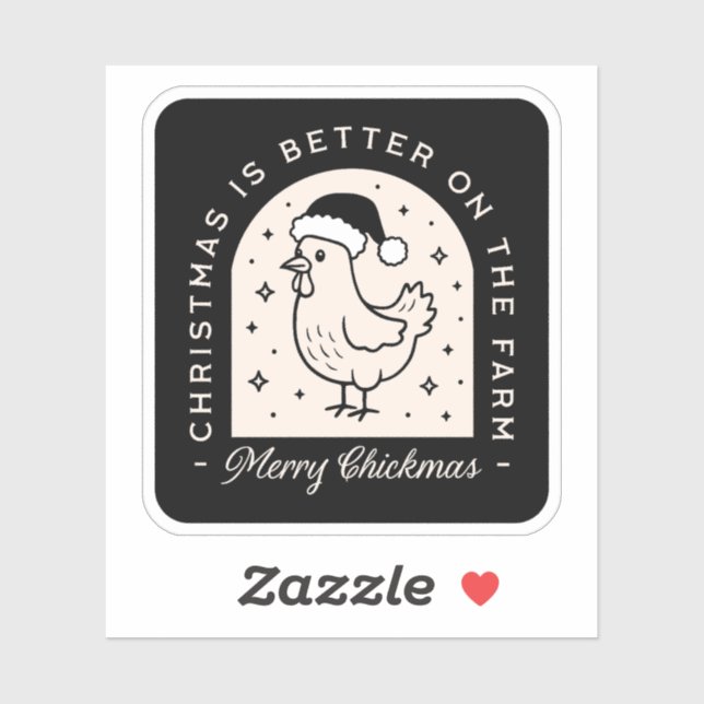 Adesivo Funny chicken Christmas farm puns whimsical black (Folha)