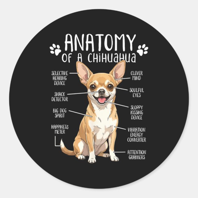 Adesivo Funny Chihuahua Anatomy Of A Chihuahua Dog Owner P (Frente)