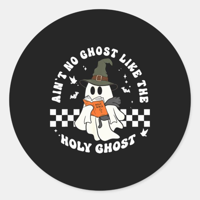 Adesivo Funny Christian Ghost With Bible Retro Catholic Cu (Frente)