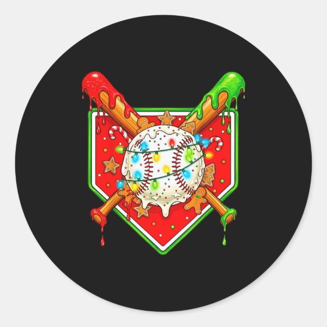 Adesivo Funny Christmas Baseball Ice Cream Drip Men Women  (Frente)