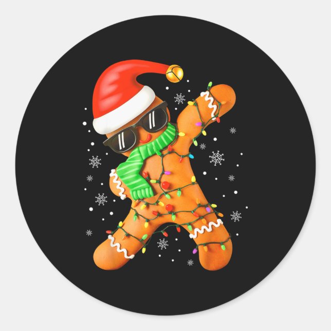 Adesivo Funny Christmas Boys Kids Dabbing Gingerbread Xmas (Frente)