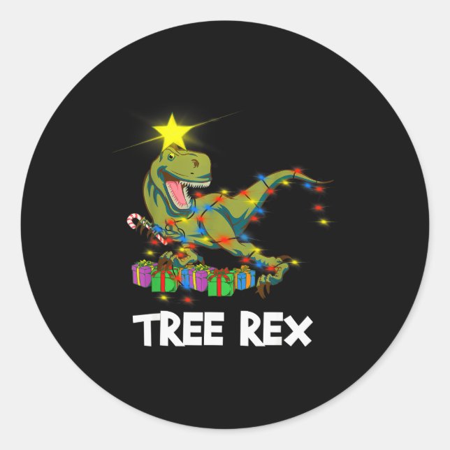 Adesivo Funny Christmas Dinosaur Tree Rex Men Women Kids G (Frente)