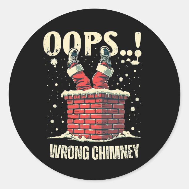 Adesivo Funny Christmas gift, Santa Claus Stuck in Chimney (Frente)