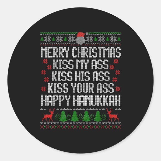 Adesivo Funny Christmas Kiss My Happy Hanukkah Humor  (Frente)