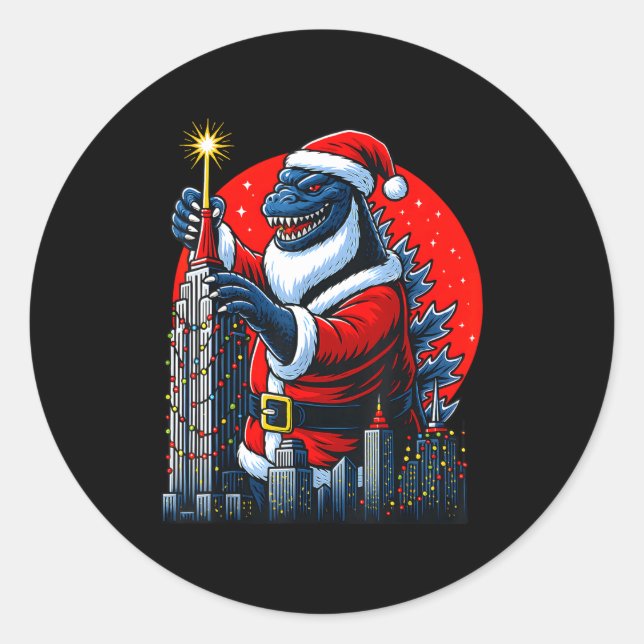 Adesivo Funny Christmas Monster Santazilla Holiday Dinosau (Frente)