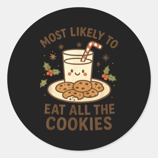 Adesivo Funny Christmas - Most Likely To Eat All The Cooki (Frente)