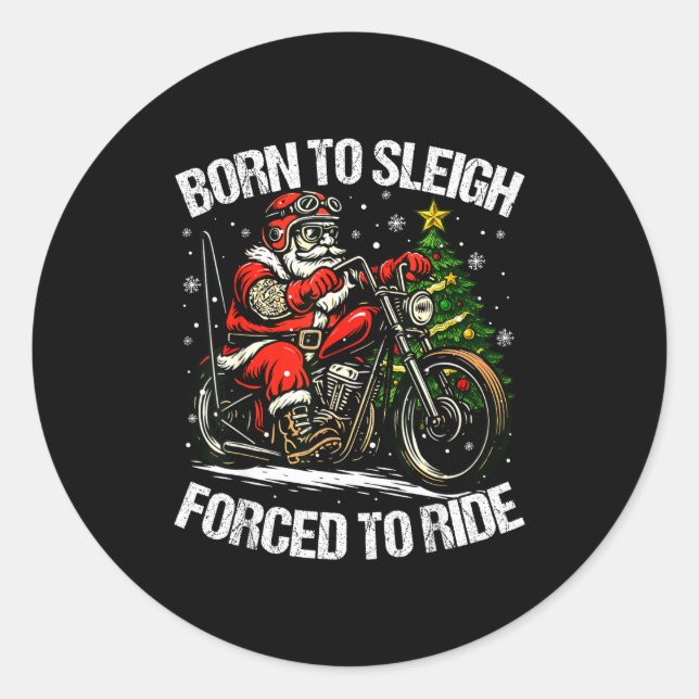 Adesivo Funny Christmas Santa Riding Motorcycle Bike Biker (Frente)