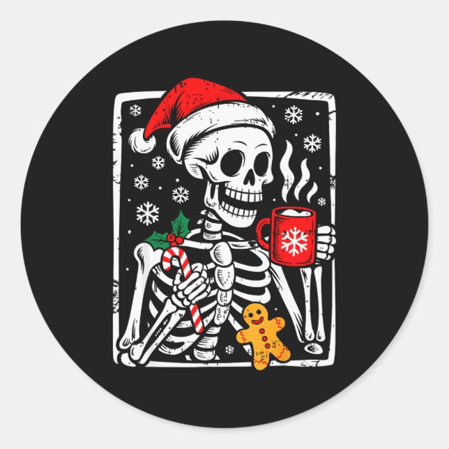Adesivo Funny Christmas Skeleton Hot Chocolate Xmas Men Wo (Frente)
