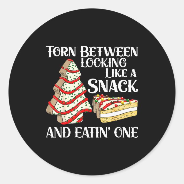 Adesivo Funny Christmas Tree Cake Torn Between Looking Lik (Frente)