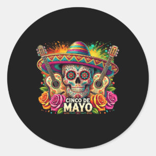 Adesivo Funny Cinco De Mayo Skeleton Skull Fiesta Sombrero